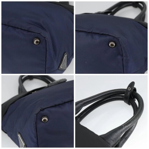 PRADA Hand Bag Nylon Navy Silver - Picture 11 of 15